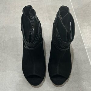 Cordani black suede open toe booties